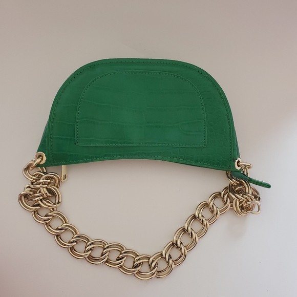 Zara Bags Zara Shoulder Bag Gold Chain Croc Green Poshmark